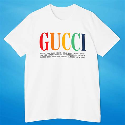 gucci rainbow logo shirt|gucci rainbow cities t shirt.